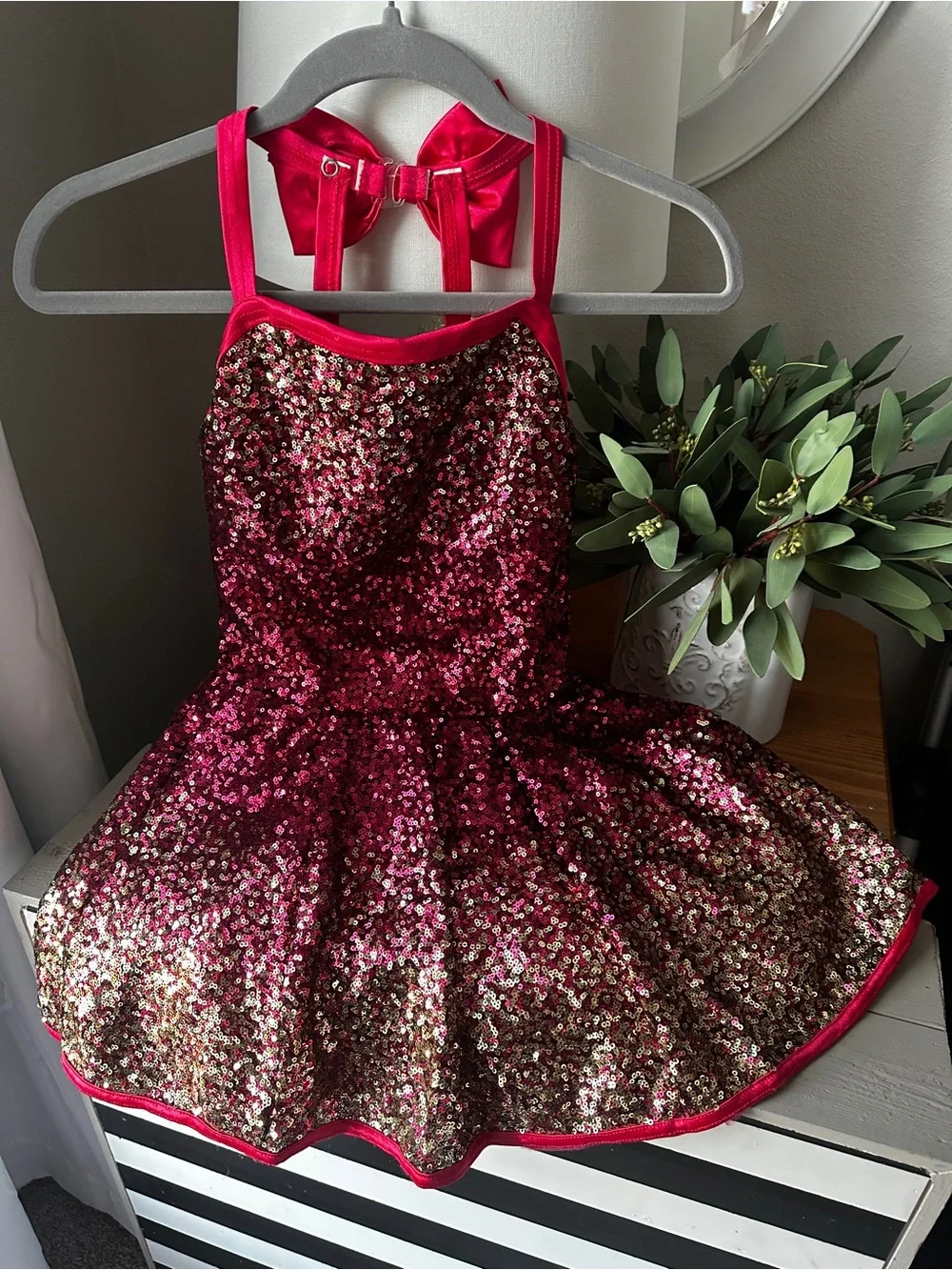 Girls Pink Sequin Dance Costume Dress